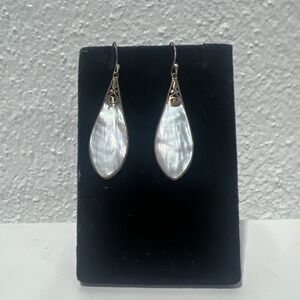 ANNIKA WITT STERLING SILVER MOTHER OF PEARL BALI DROP EARRINGS HOOKS 925